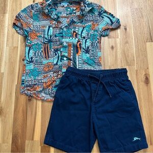 Tommy Bahama Boys Shorts & Hawaiian Shirt Set – Tropical Print Outfit